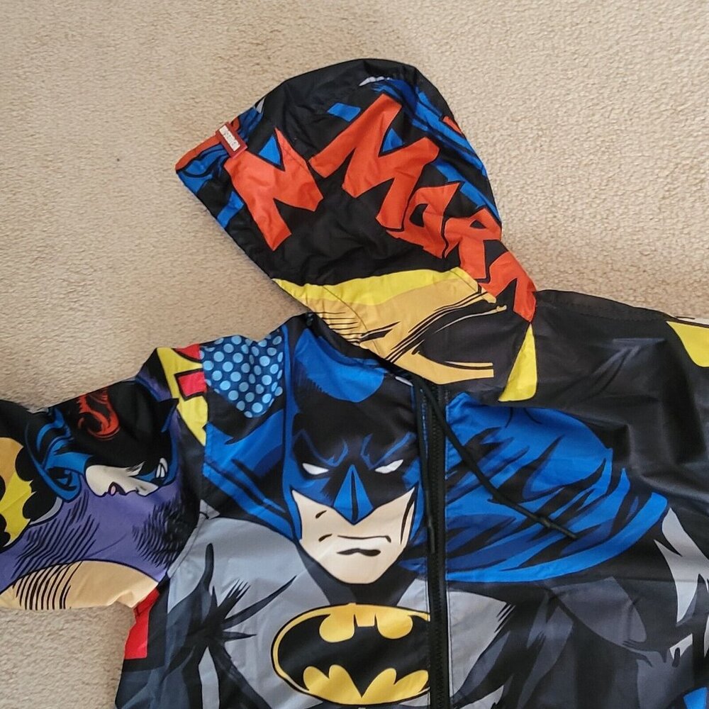 Members Only Batman Men's Windbreaker Sz S Hooded Jacket Graphic Full-Zip NWT - Picture 9 of 16